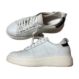 GREATS Leather White with Black Sneaker  Heel‎ Tab Platform US 8.5